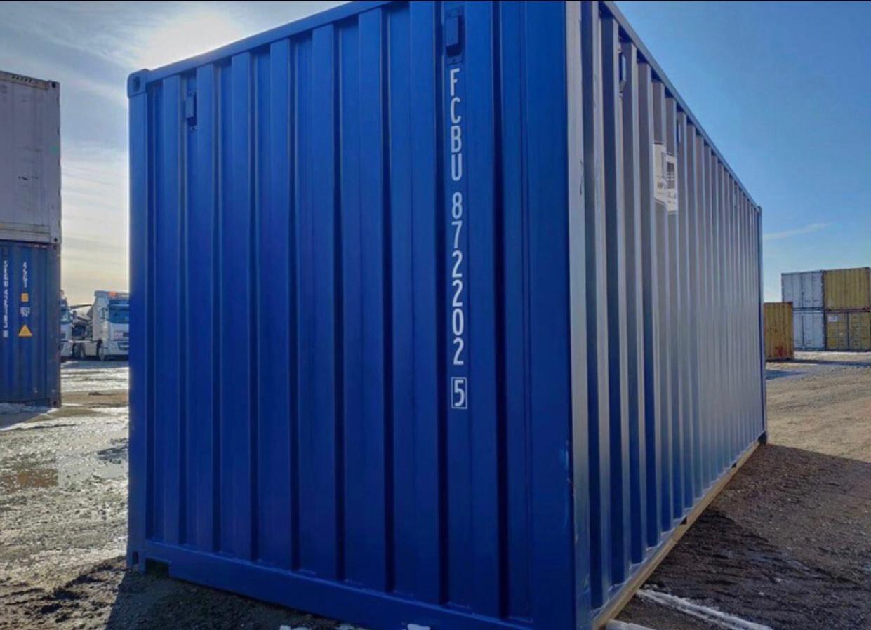Contenedor 30 pies con puerta garaje azul — Contenedores usados y de ocasión en venta en España — imagen 2